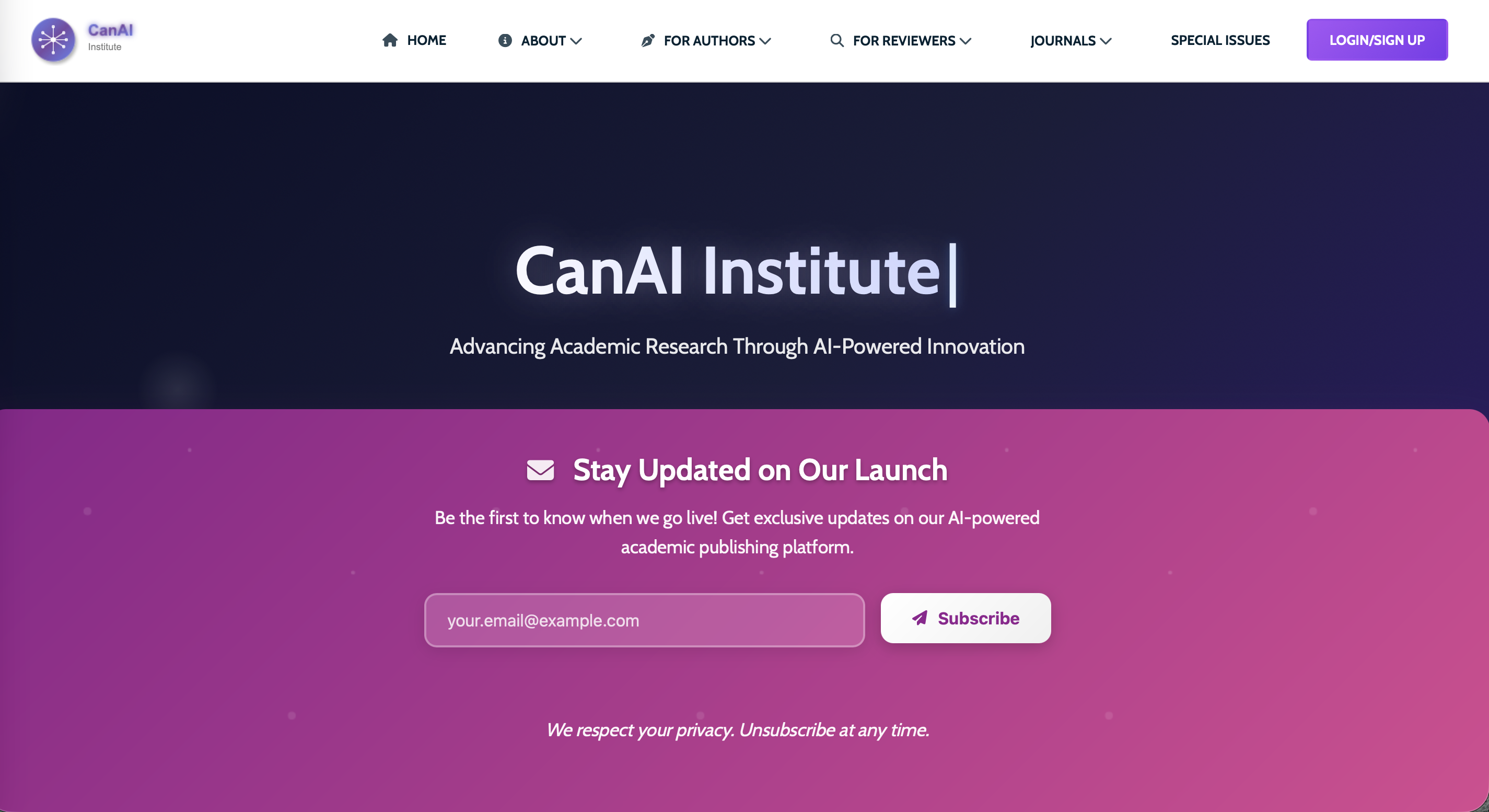 CanAI Institute - Academic Journal Platform with AI